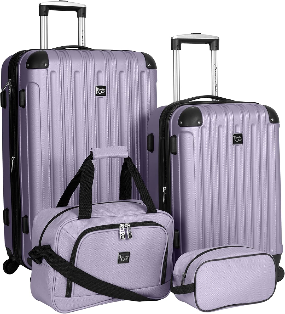Travelers Club Midtown Hardside 4-Piece Luggage Travel Set, Lilac