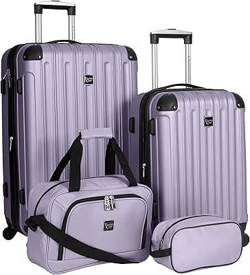 Travelers Club Midtown Hardside Luggage Travel Set, Spinner Wheels,Zippered Divider,Telescopic Handle,Lightweight, Lilac, ...