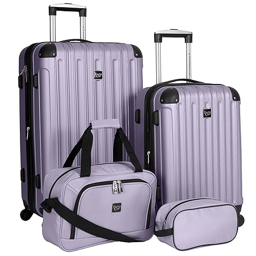 Travelers Club Midtown Hardside 4-Piece Luggage Travel Set, Lilac - Lilac
