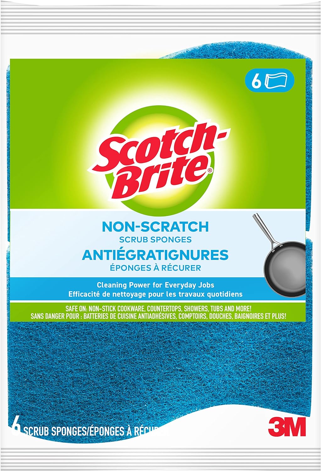 Scotch-Brite Scrub Sponge, 6 Pack, Non Scratch, Multipurpose Sponges for Dishes ,Garage,Outdoor, Kitchen