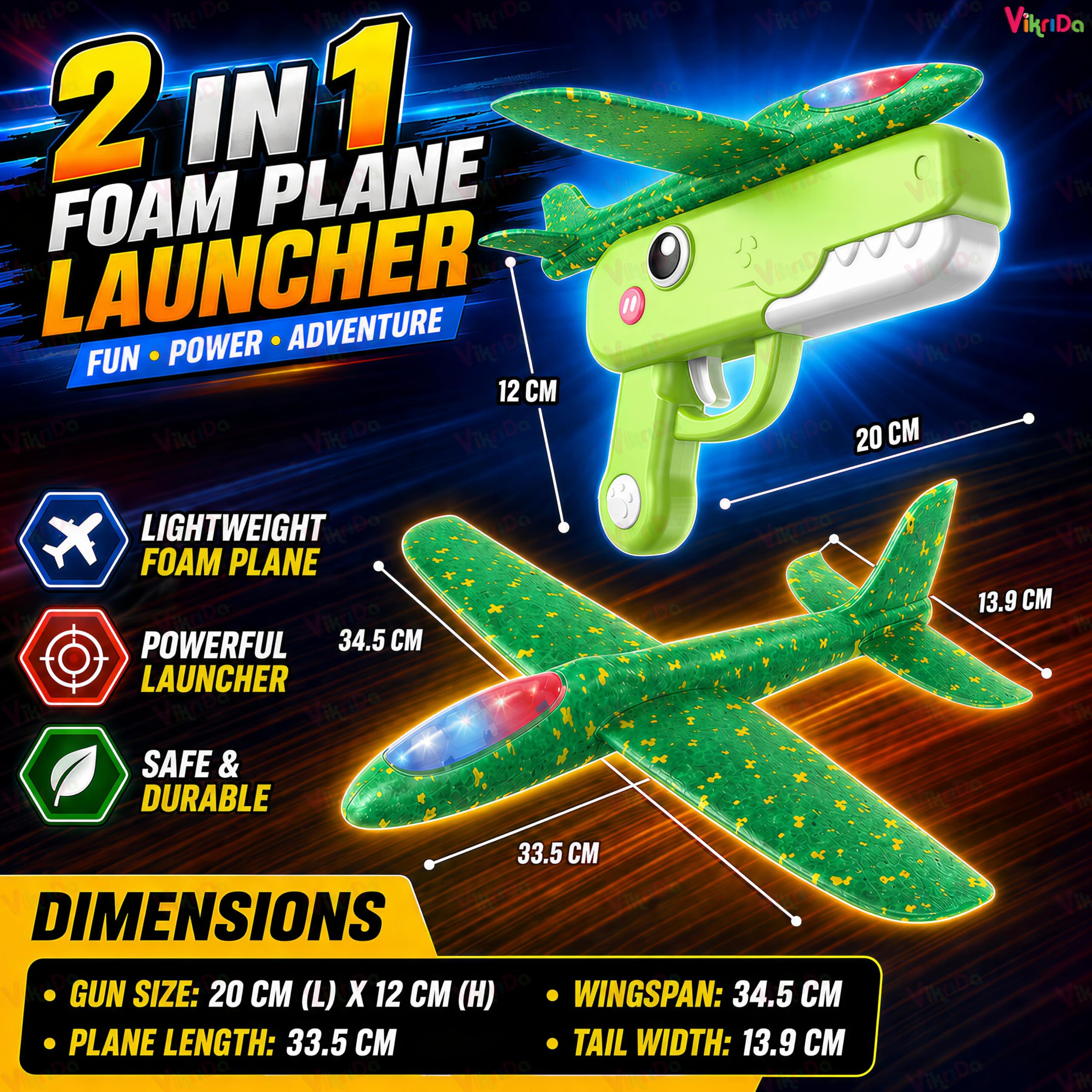 Dinosaur Airplane Launcher Gun Toy - Kids Fun! -4