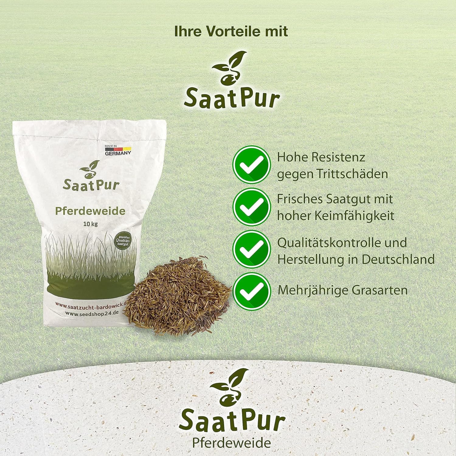 Weide Pferdeweide ohne Klee 30kg - Qualitts-Mischung fr stark  beanspruchte Pferdweiden und Auslufe Grnland Nachsaat Weidesamen Saatgut  : Amazon.de: Gewerbe, Industrie & Wissenschaft
