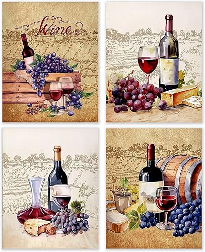 BESERH Decoración rústica de pared de vino, impresiones artísticas vintage de bar, retro, francés, moderno, abstracto, minimalista, para el hogar,