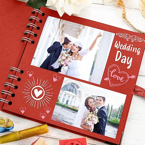 Vista 186 de Bstorify Álbum de recortes de 10 x 10 pulgadas, 70 páginas, protectores de esquina de papel kraft grueso negro, cierre de cinta, ideal para tus