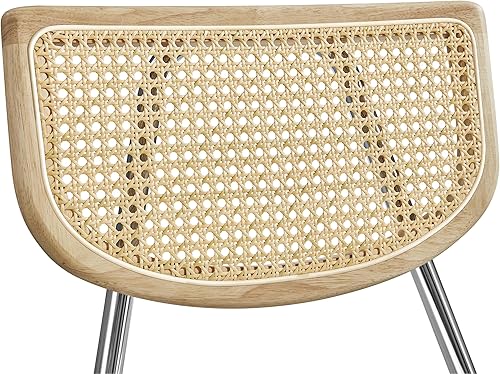 Miniatura 8 de Yaheetech Juego de 4 sillas de comedor de ratán, sillas de cocina modernas de mediados de siglo con patas de metal y asiento tapizado para el hogar,
