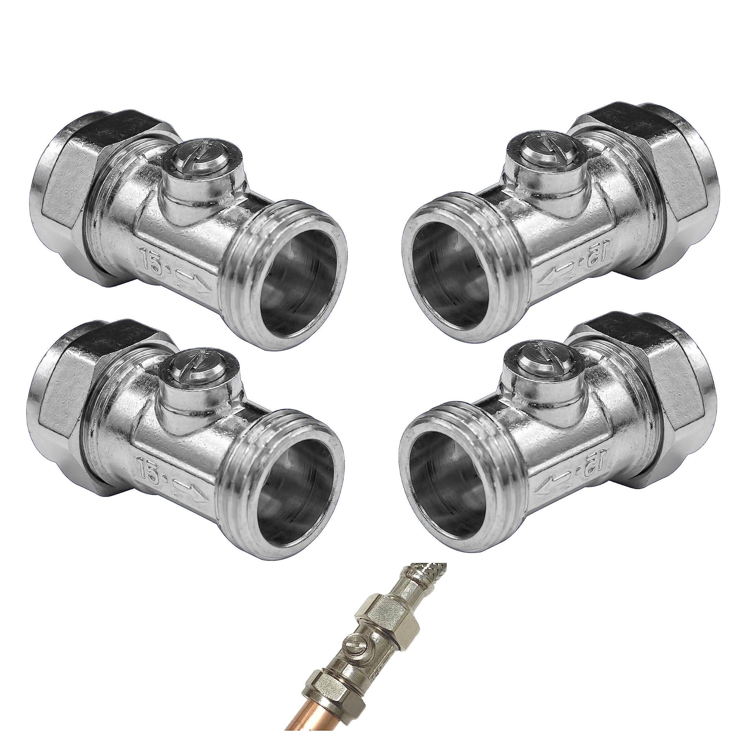 Sk Infinity Men's Packs Of 4 | 15Mm X 1/2Inch Iron Flat Faced Isolating Valve For Tap Connector - Can Be Used On Hot Or Cold Water Systems- Wras Approved - Connector Flexi Pipes (Packs Of 4)