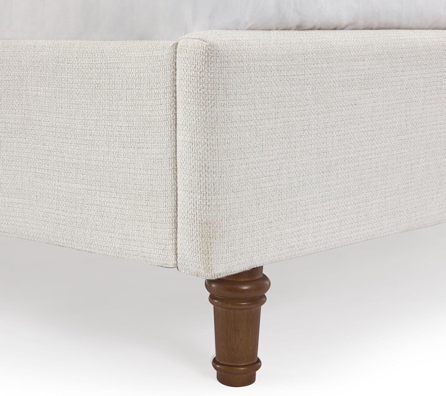 GDFStudio Tall Headboard Upholstered Bed,King Size Platform Bed Frame with Headboard Wingback,54" High No Box Spring Needed Easy Assembly Elegant Simplicity Textured Ivory Canvas