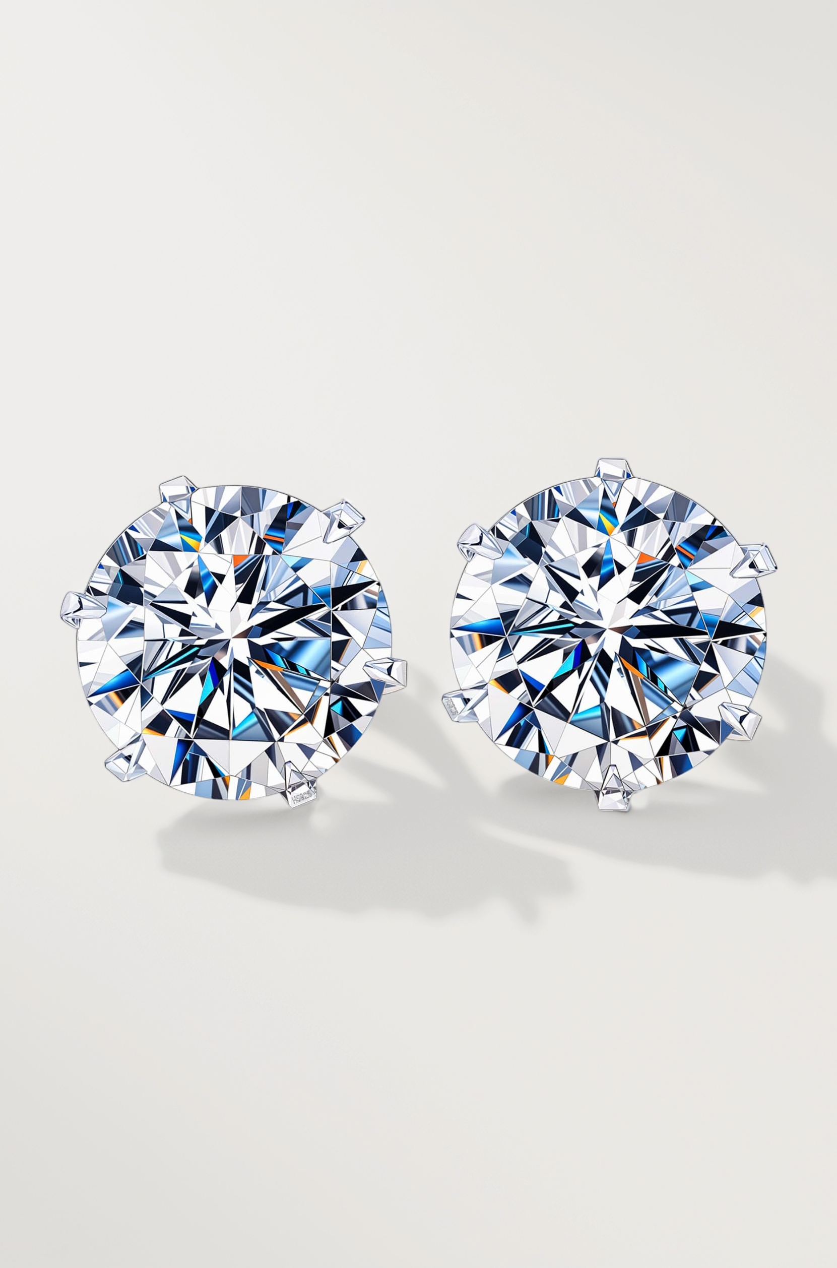 - 925 Silver Solitaire Stud Earrings | 92.5 Sterling Silver & Round Brilliant Cubic Zirconia Tops for Men Women