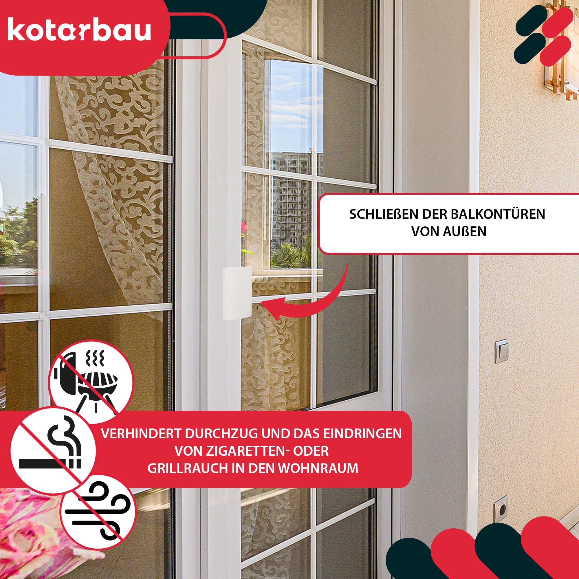 Maniglia Per Porta Balcone In Alluminio | Colore Bianco RAL 9016 | Facile Montaggio | Per PVC E Alluminio - Foto 2