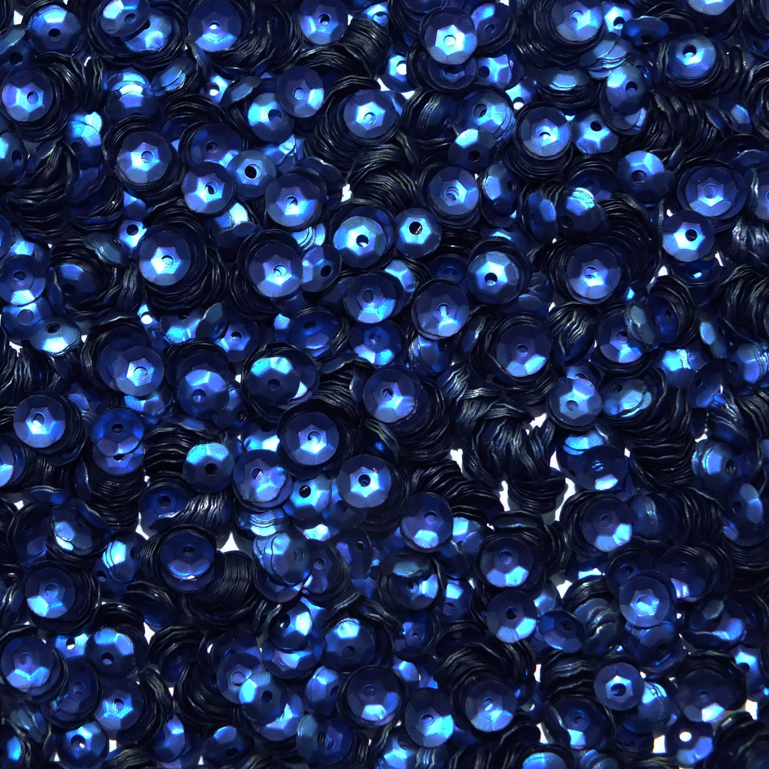 6mm Cup Sequins Royal Blue Matte Metallic Medium Hole Made in USA
