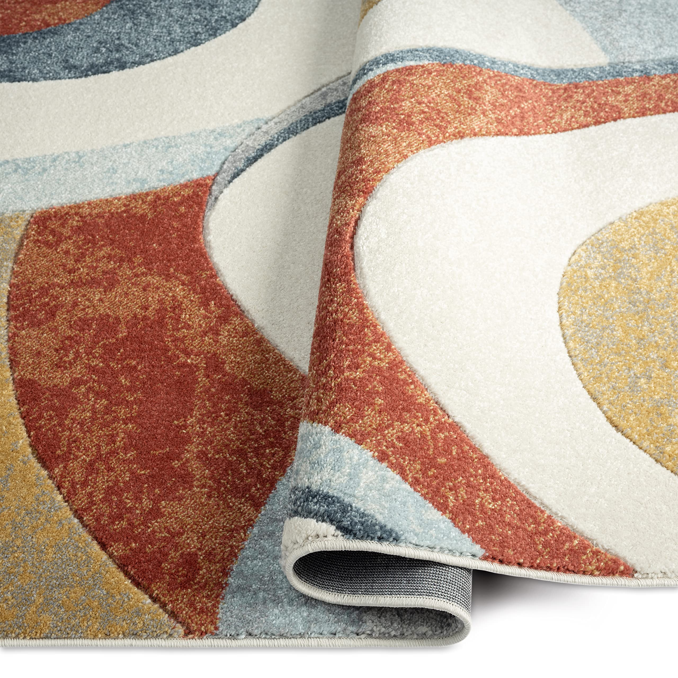 Home Dynamix Tribeca Slade Contemporary Abstract Area Rug, Blue/Rust, 5