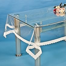 مفرش طاولة من البلاستيك والفينيل شفاف ومقاوم للماء (60×60 بوصة)، فينيل بلاستيكي