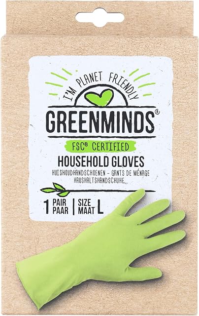 Green Minds Household Gloves, Natural Rubber, Green, Large
