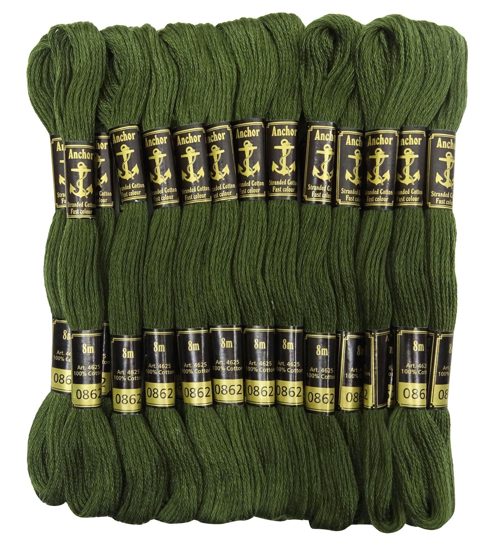 IBA Indianbeautifulart Anchor Cross Stitch Hand Embroidery Stranded Cotton Floss Thread 25 Skeins-Olive Green