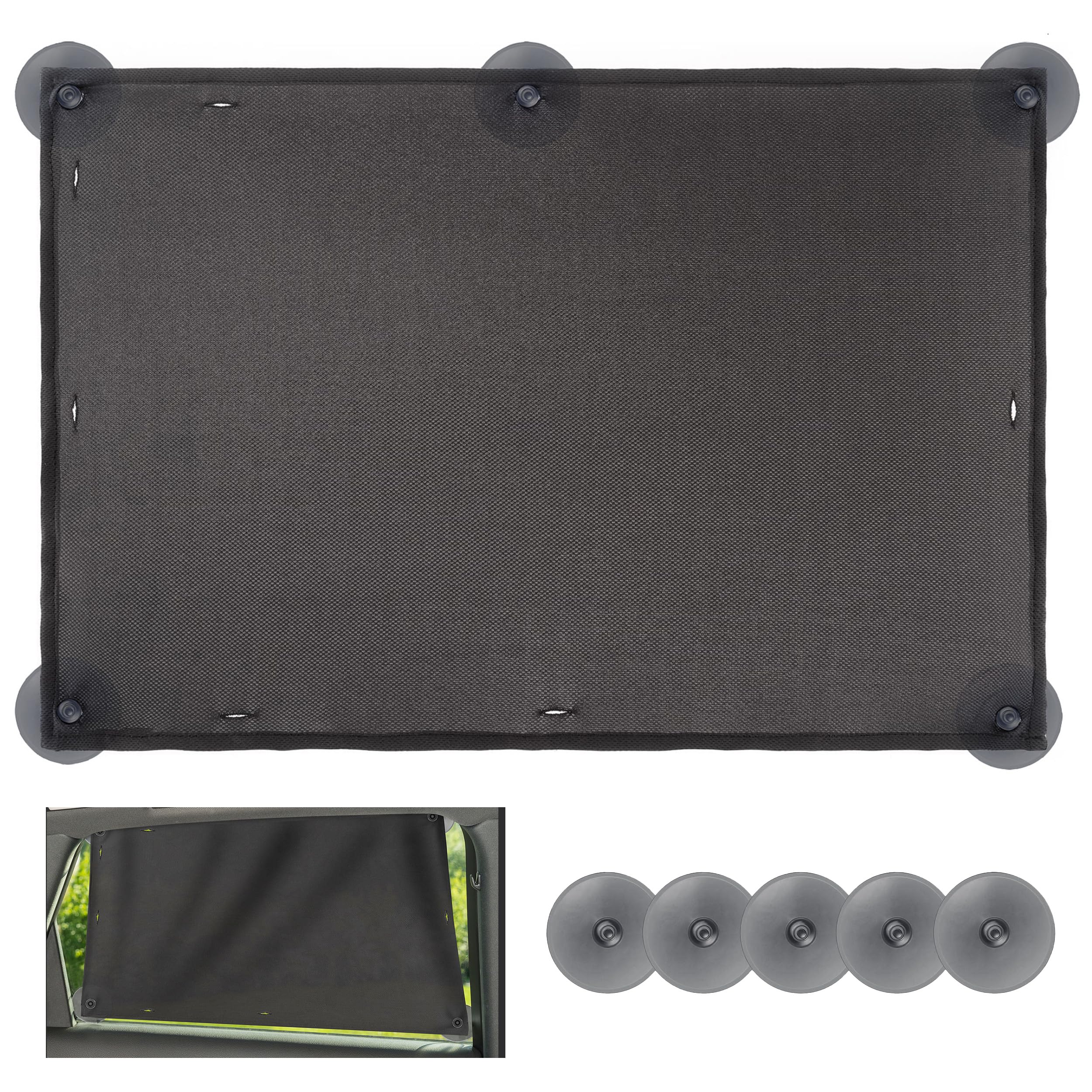 Zamboo Parasol Ventanas Laterales Universal, Pack 2 Uds. Parasoles de Coche con Protección Rayos UV, Protector Ventana Coche XL con Ventosas - Gris
