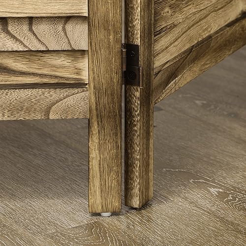 Miniatura 8 de HOMCOM Divisor de habitación de 4 paneles, pantallas de privacidad plegables portátiles de madera de 5.5 pies de alto, separadores de pared de