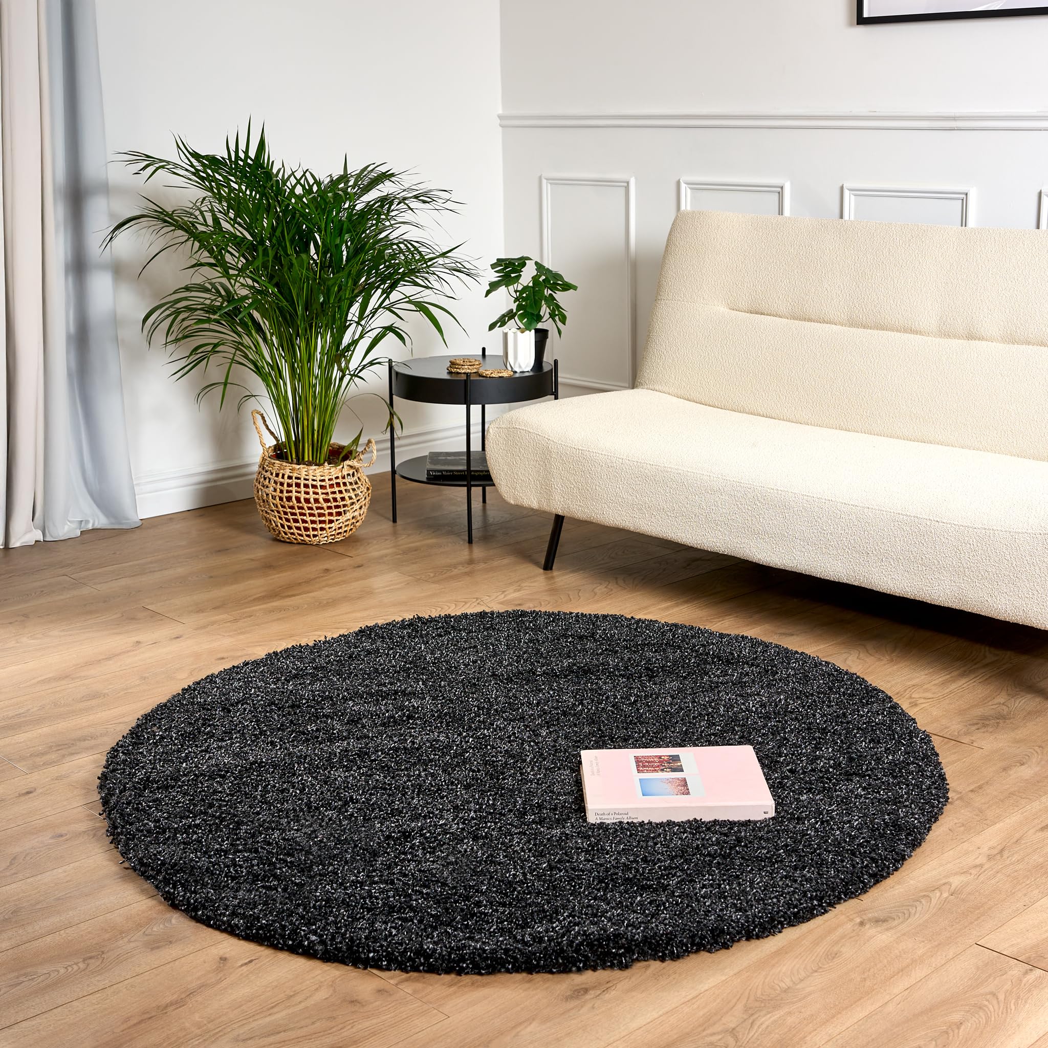 Bravich Navy Blue Shaggy Rug 80 x 150cm (2'7" x 4'11") 5cm Pile Medium Thick Fluffy Living Room Hessian Backed Washable — view 84