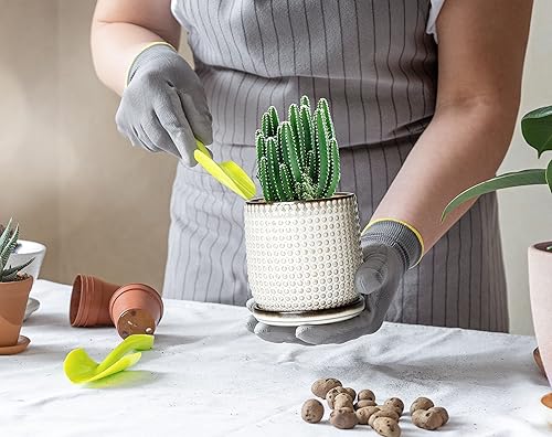 Miniatura 5 de Maceta de cuentas de cerámica con agujeros de drenaje y platillo