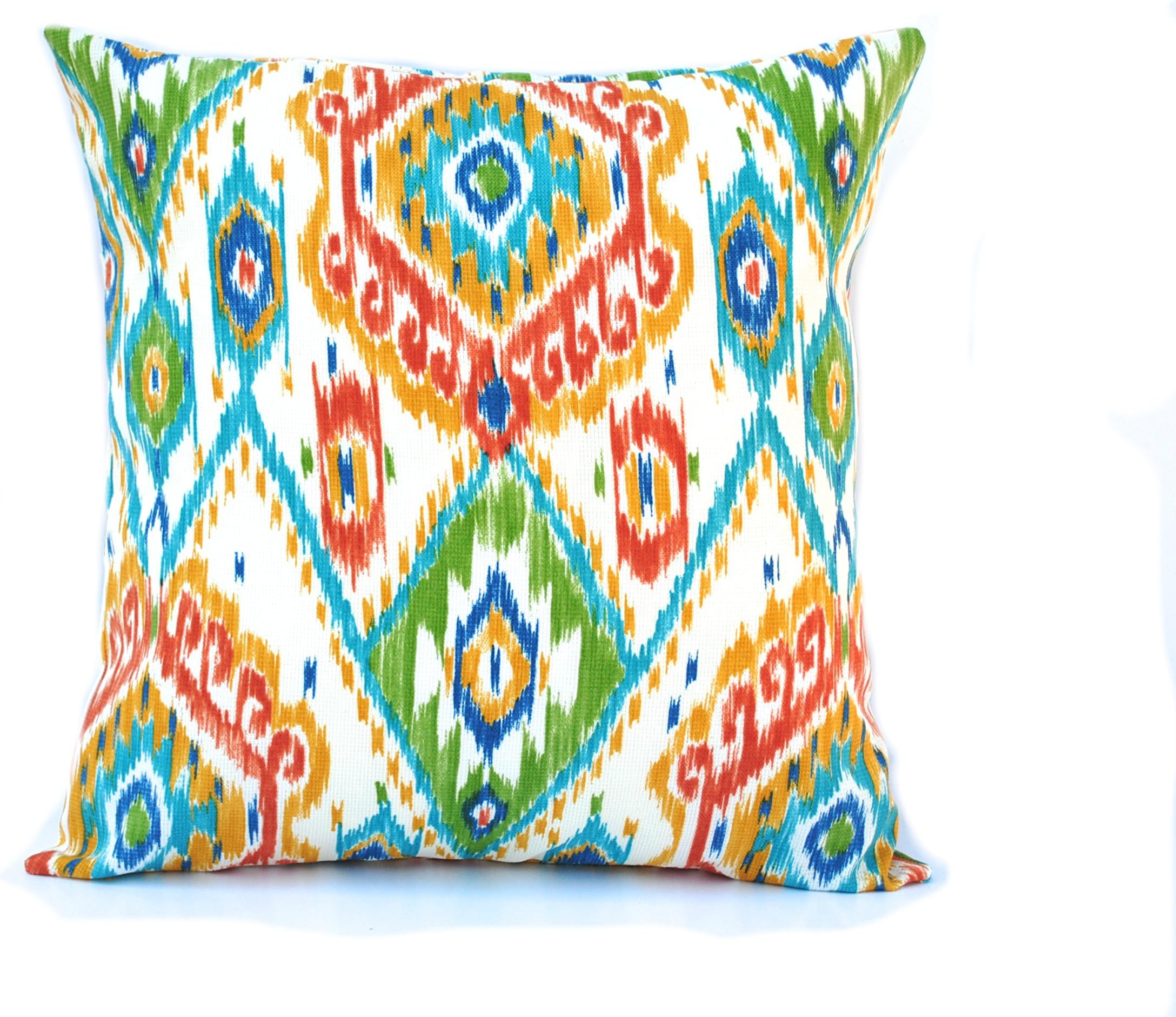 That Dutch Girl 1 Ikat Blue Green red Patterned Pillow Cover, 18x18 Cushion, Outdoor Pillow, Decorative Pillow, Accent Pillow, Blue Pillow, Pillow case