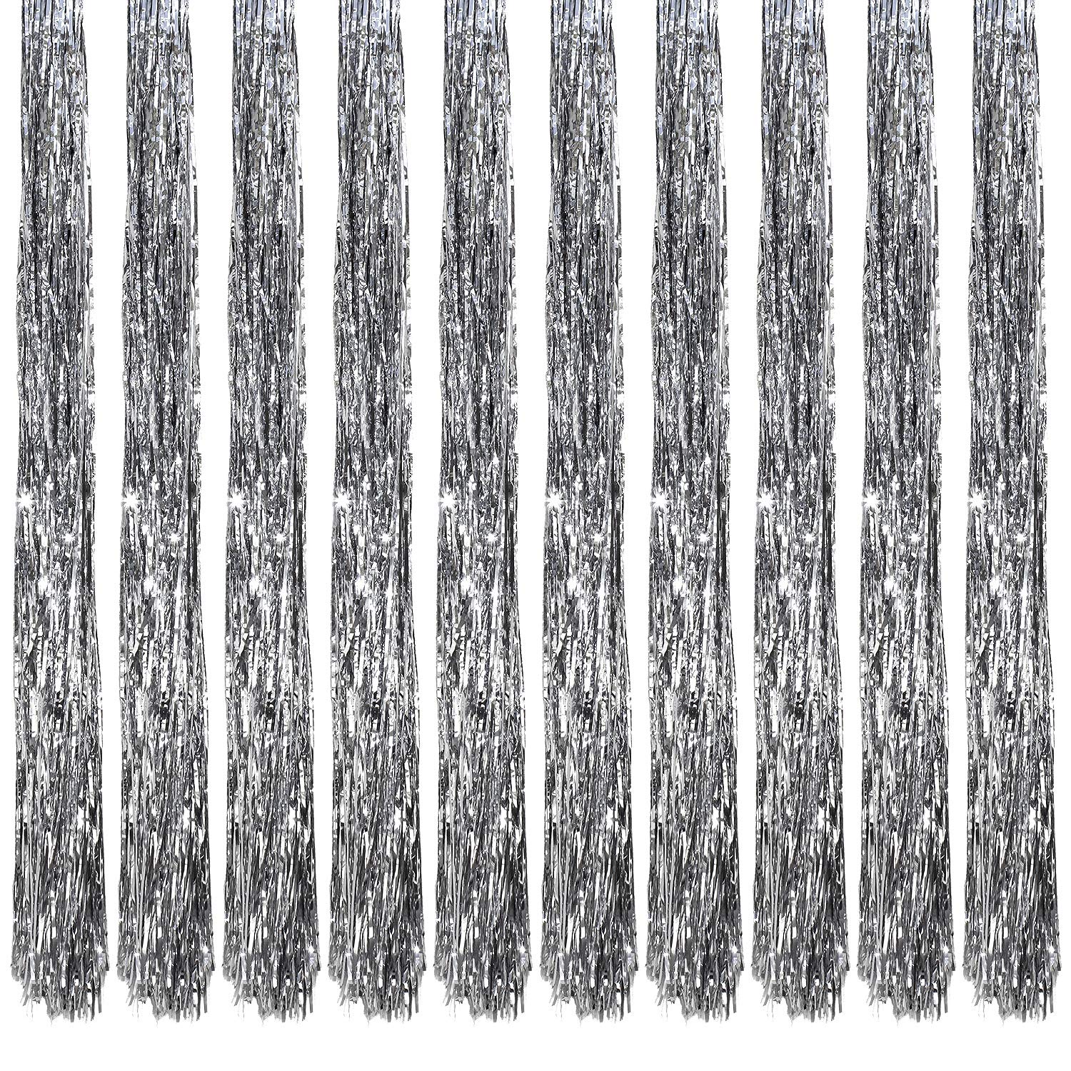 Oblique Unique® - 10 lametas Brillantes de 100 cm para árbol de Navidad, decoración navideña, decoración para Fiestas, Plata, Oro, Blanco, Color a Elegir