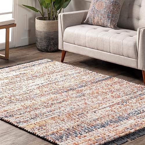 Miniatura 8 de nuLOOM Liesi - Alfombra de área de transición con flecos, 4 x 6, naranja