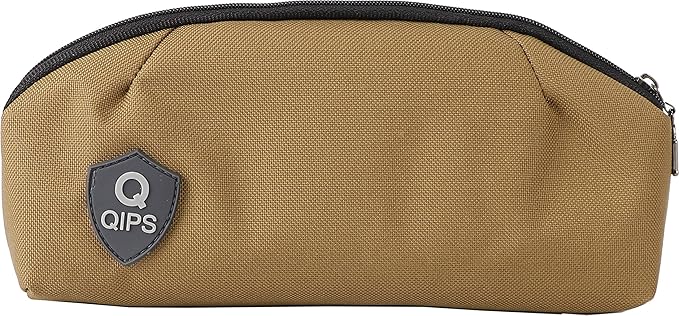 QIPS Multi-Pocket Multi-Utility Polyester Pencil Pouch Bag, Brown