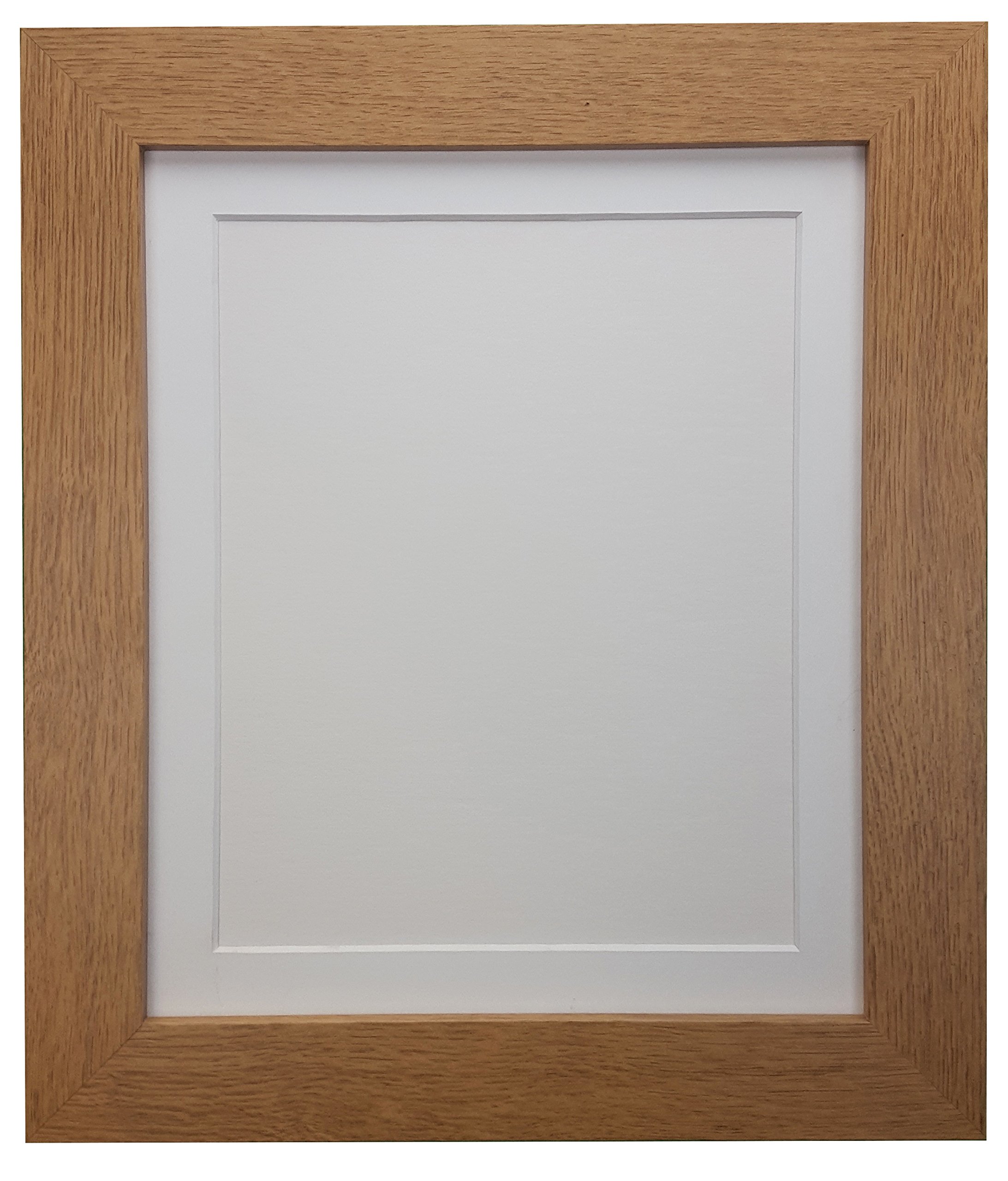 FRAMES BY POST London Picture Photo Frame, Oak with White Mount, 12 x 10 Image Size 10 x 8 Inches