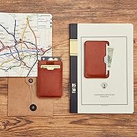 Vista 29 de Vaultskin CHELSEA - Cartera de piel delgada con bloqueo RFID para hombre, tarjetero minimalista con bolsillo frontal rojo carmín