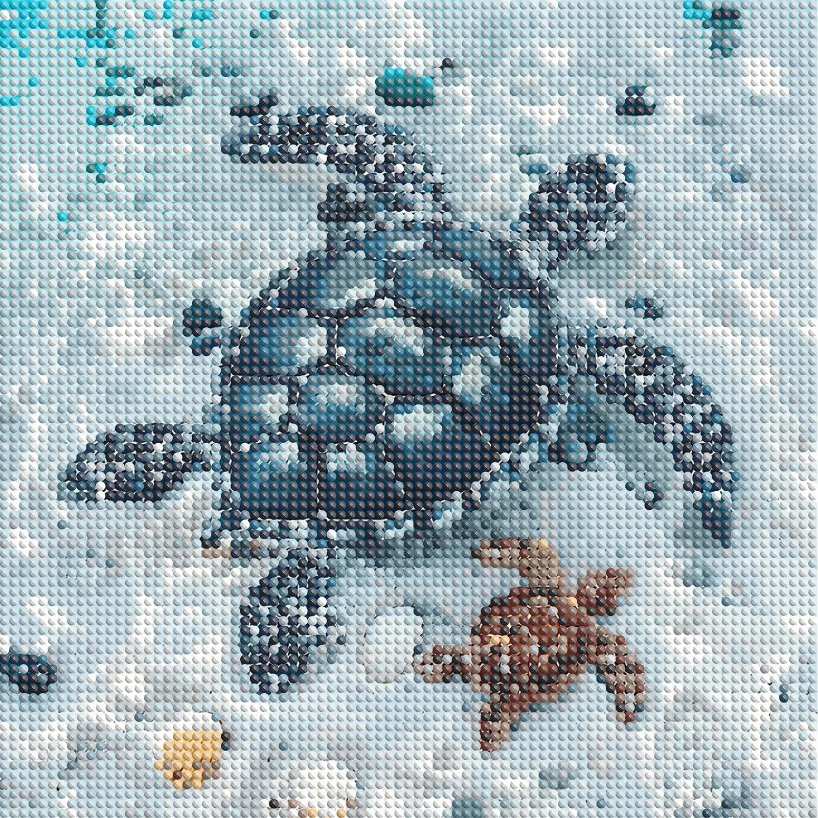 Sea Turtles Full DIY 5D Round Drill Diamond Dots Paintings Picture Arts Craft 11.81x11.81Inch Diamond Crystal Rhinestones Painting Kits for Adults/Beginners Gift Idea Home Wall Decor