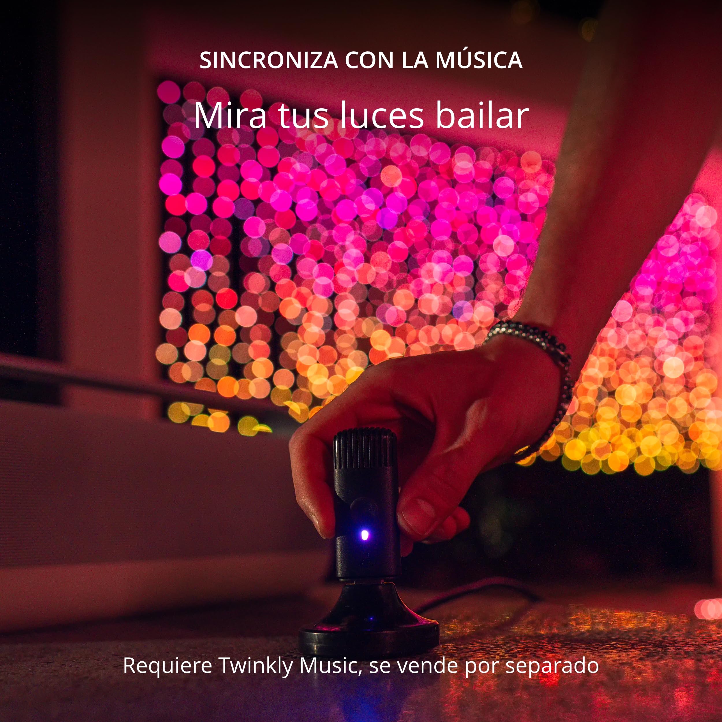 Twinkly Curtain 210 LED RGB+Blanco, Cadena de luces LED para interior y exterior, luces inteligentes, RGB y blanco, compatible con Alexa, Google Home, IP44, control de aplicación, cable transparente