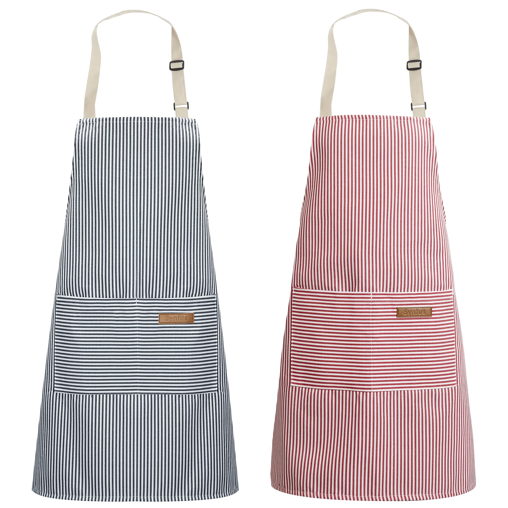 Syntus Apron for Men Women, Adjustable Cooking Kitchen Apron with 2 Pockets