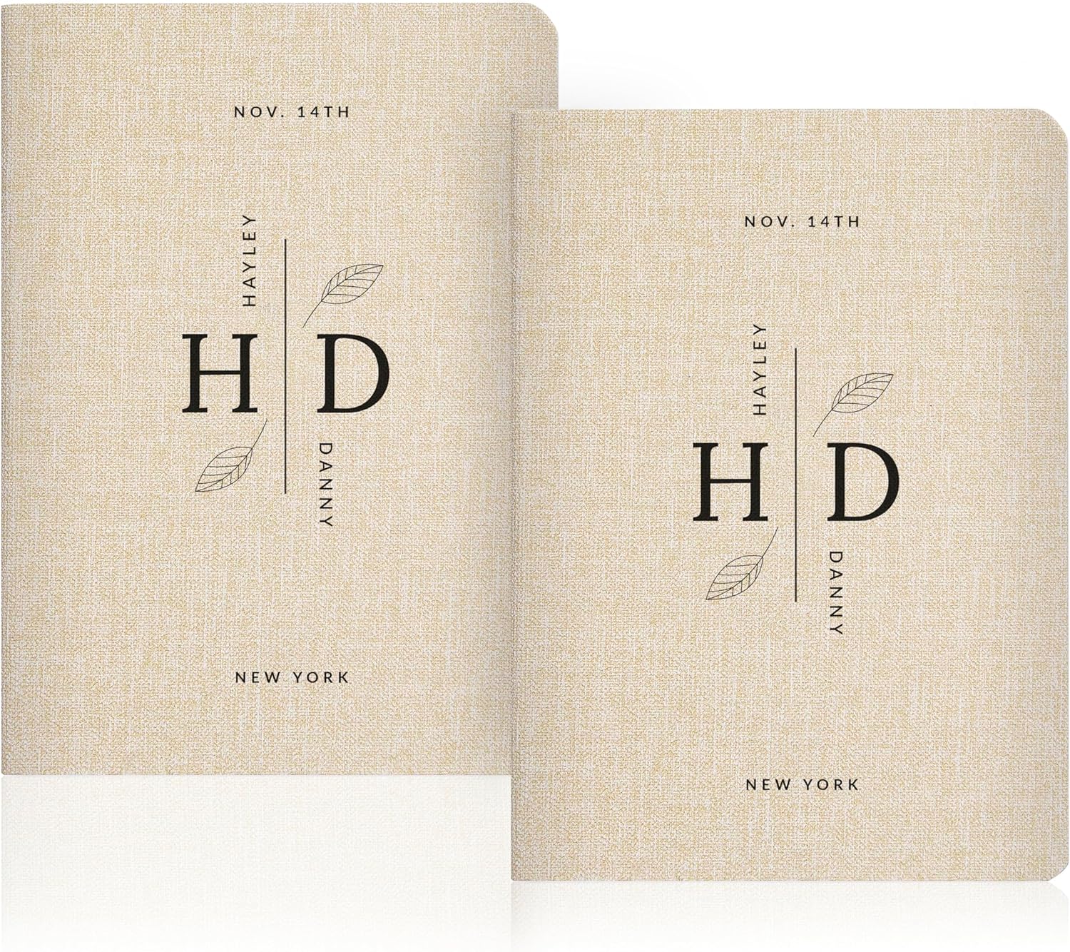 Personalized Slim Vow Books (Set of 2) - Soft Cover Wedding Ceremony Vow Booklets, Speech Notebook Journal, Gift for Newly Engaged Couple, 48 Lined Pages, Design 3, 5.75" x 4"