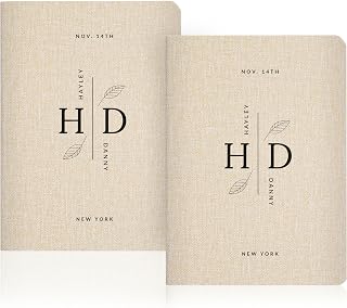 Personalized Slim Vow Books (Set of 2) - Soft Cover Wedding Ceremony Vow Booklets Speech Notebook Journal Gift for Newly Engaged Couples, 48 Lined Pages, 5.75" x 4"