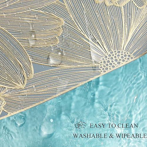 Miniatura 4 de Juego de 6 manteles individuales rectangulares de vinilo prensado, resistentes al calor, antideslizantes, lavables, lavables, manteles individuales