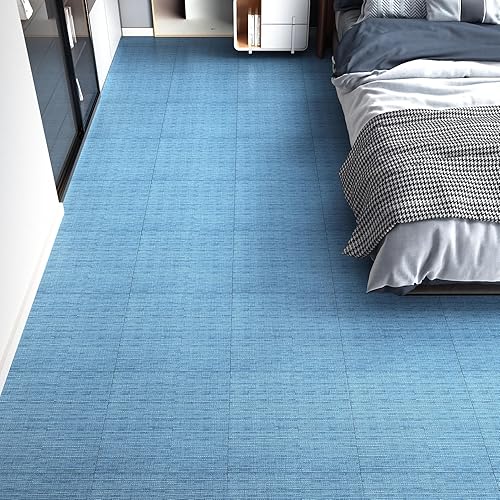HotDecor Azulejos azules para despegar y pegar 30 unidades azulejos de piso para despegar y pegar impermeables adhesivos de vinilo para dormitorio