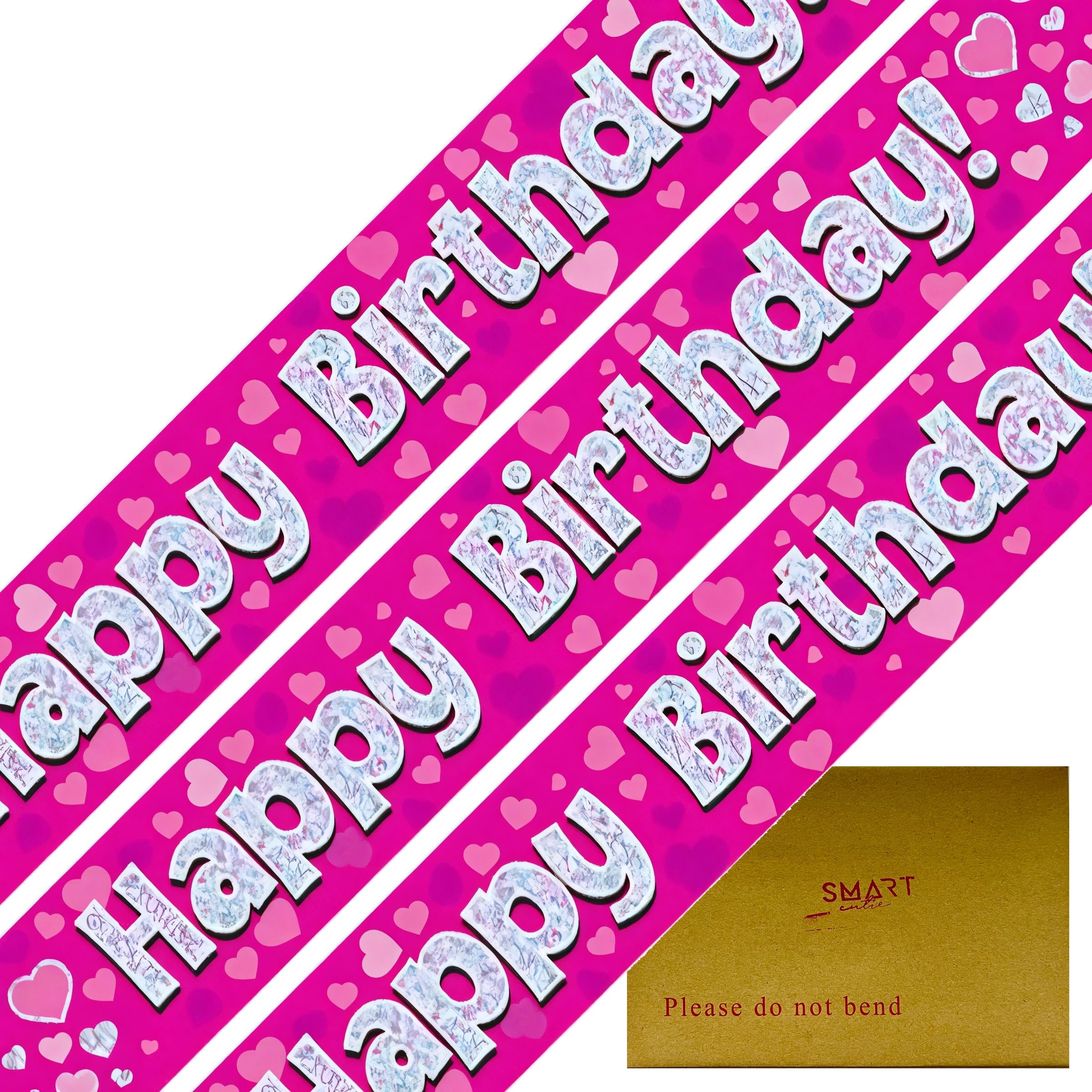 9ft Happy Birthday Pink Birthday Party Foil Banner Pennant (274cm) by Smart Cutie