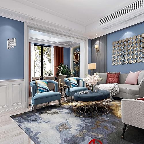 Miniatura 7 de Paquete de 2 lámparas de pared de cristal con acabado cromado, lámpara de pared de estilo conciso moderno, pantalla de cristal poliédrico para baño,