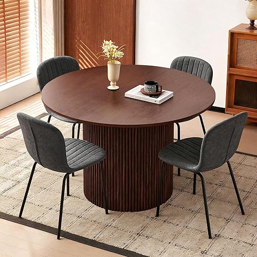 Miniatura 26 de Juego de mesa de comedor redonda de 37 pulgadas para 4, moderno juego de café de cocina de círculo pequeño para apartamento, sala de estar, oficina,