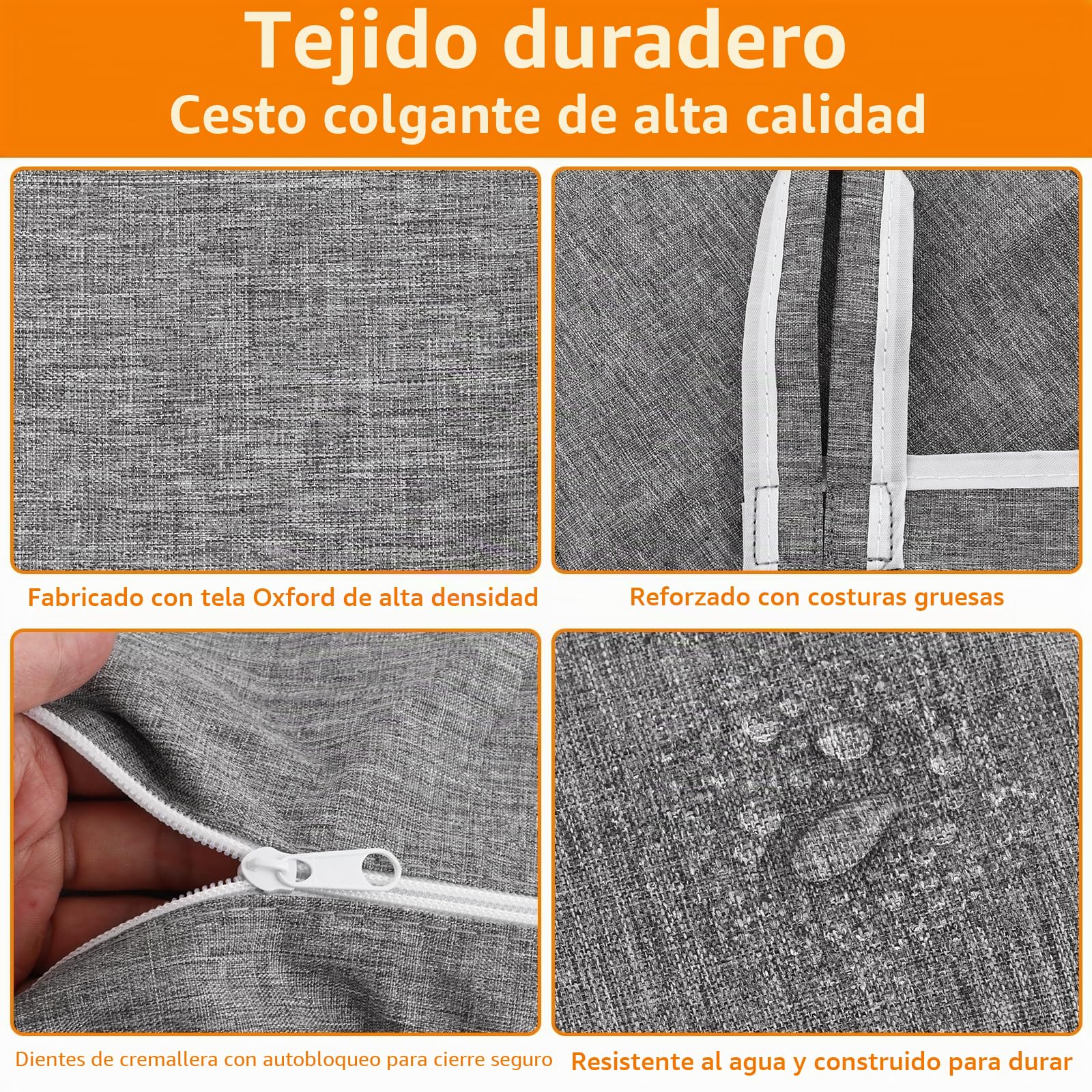 YAYODS 2 unidades de bolsas de lavandería para colgar, 91 x 56 cm, cesta para la colada colgante, cesta para la colada en la pared, color gris, bolsas de lavandería grandes, para colgar la puerta