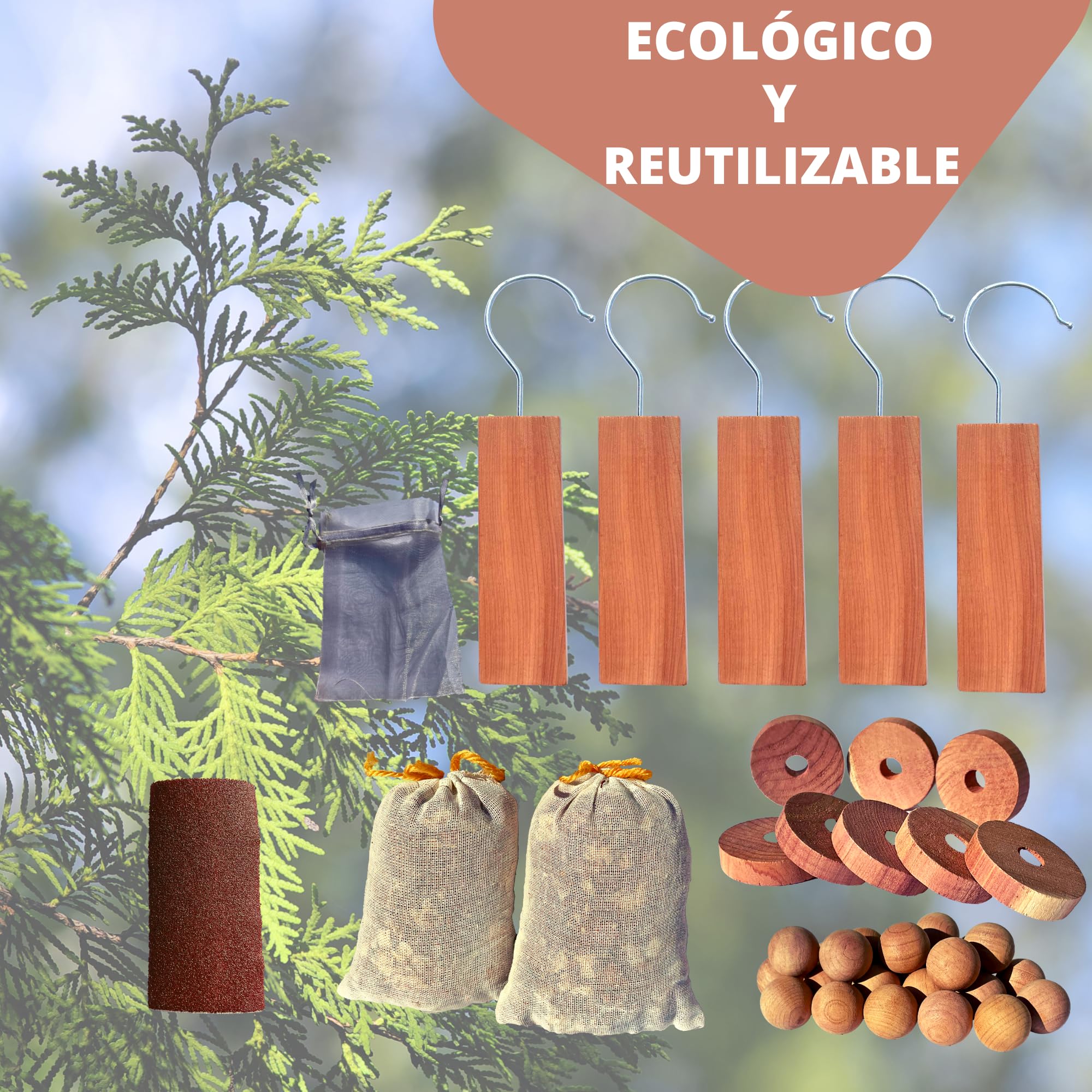 Antipolillas de Madera de Cedro. Repelente Aromático Natural de Polillas. 47 Piezas Para Usar En Su Armario, Ropero, Guardarropa, Almacenamiento, Cajón Para Proteger Su Ropa. Barrera Contra Insectos