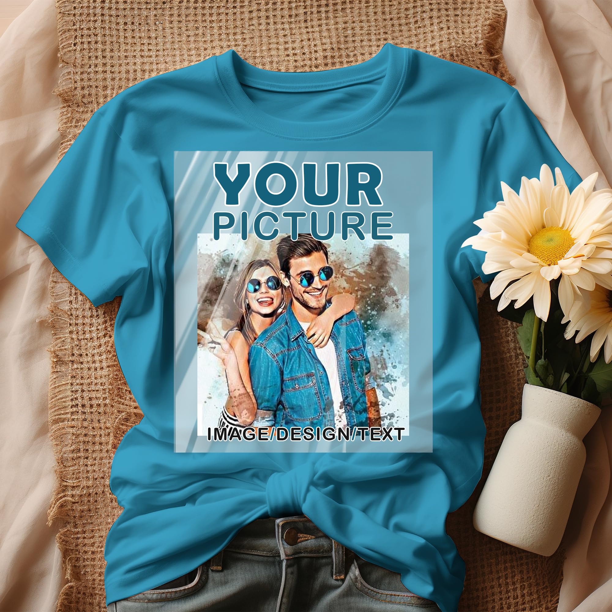 12x14 in Personalized Customer Your Photo/Text Iron on Transfers for T-Shirts Chest Logo Iron on Decals Heat Transfer Sticker for Clothes DIY Decorations DTF Transfers Ready to Press