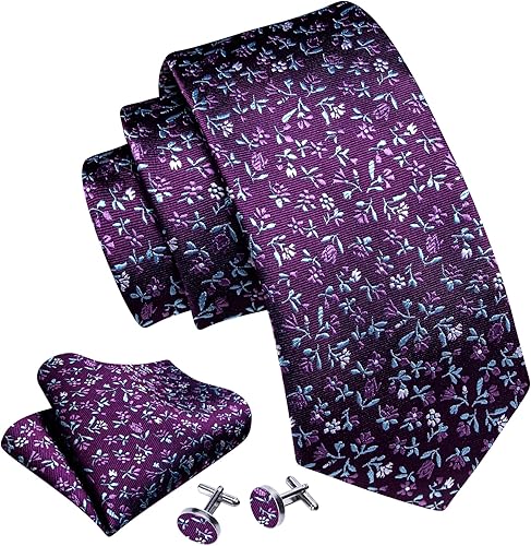 Miniatura 2 de Barry.Wang Conjunto de corbata de lunares para hombre, gemelos de pañuelo a cuadros, corbatas de moda, corbatas de boda y negocios