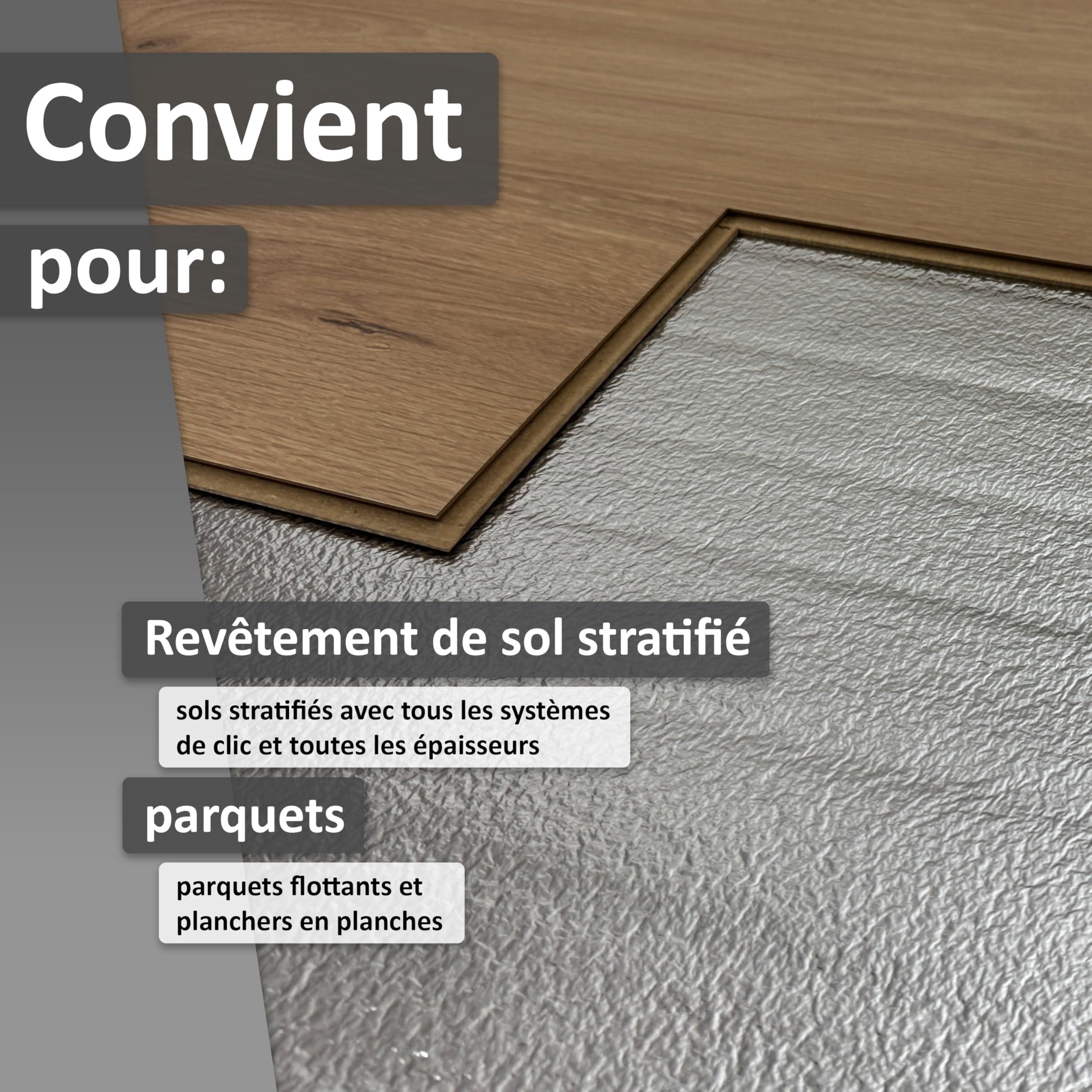 Sous-couche d'isolation acoustique aux chocs uficell® ALU Plus en mousse PE avec pare-vapeur en aluminium, idéale pour les sols stratifiés et parquetés, épaisseur : 3 mm (épaisseur 3 mm | 25 m²)