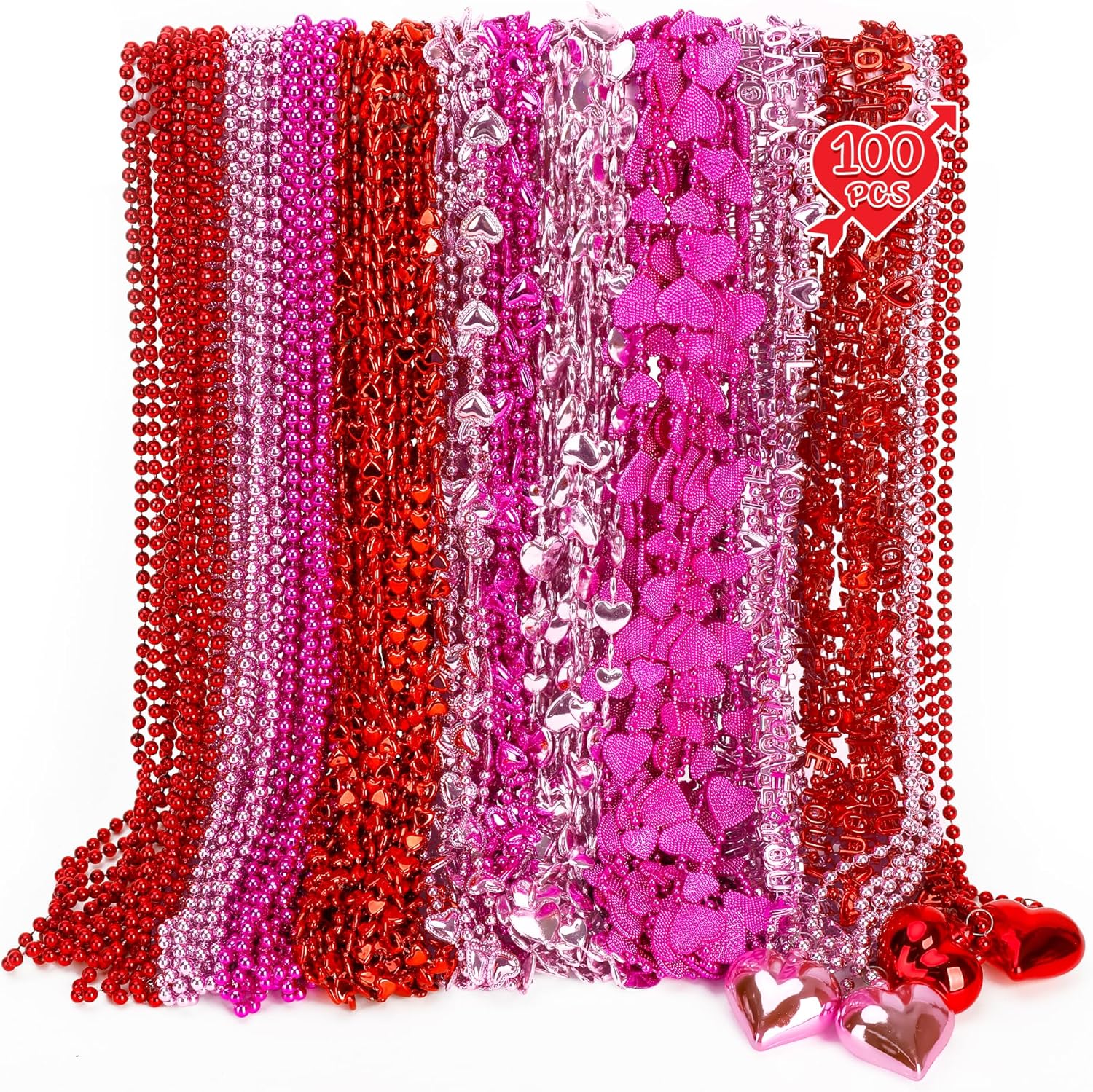 Amazon.com: 100PCS Valentines Necklace Decor, Heart Valentines Day ...