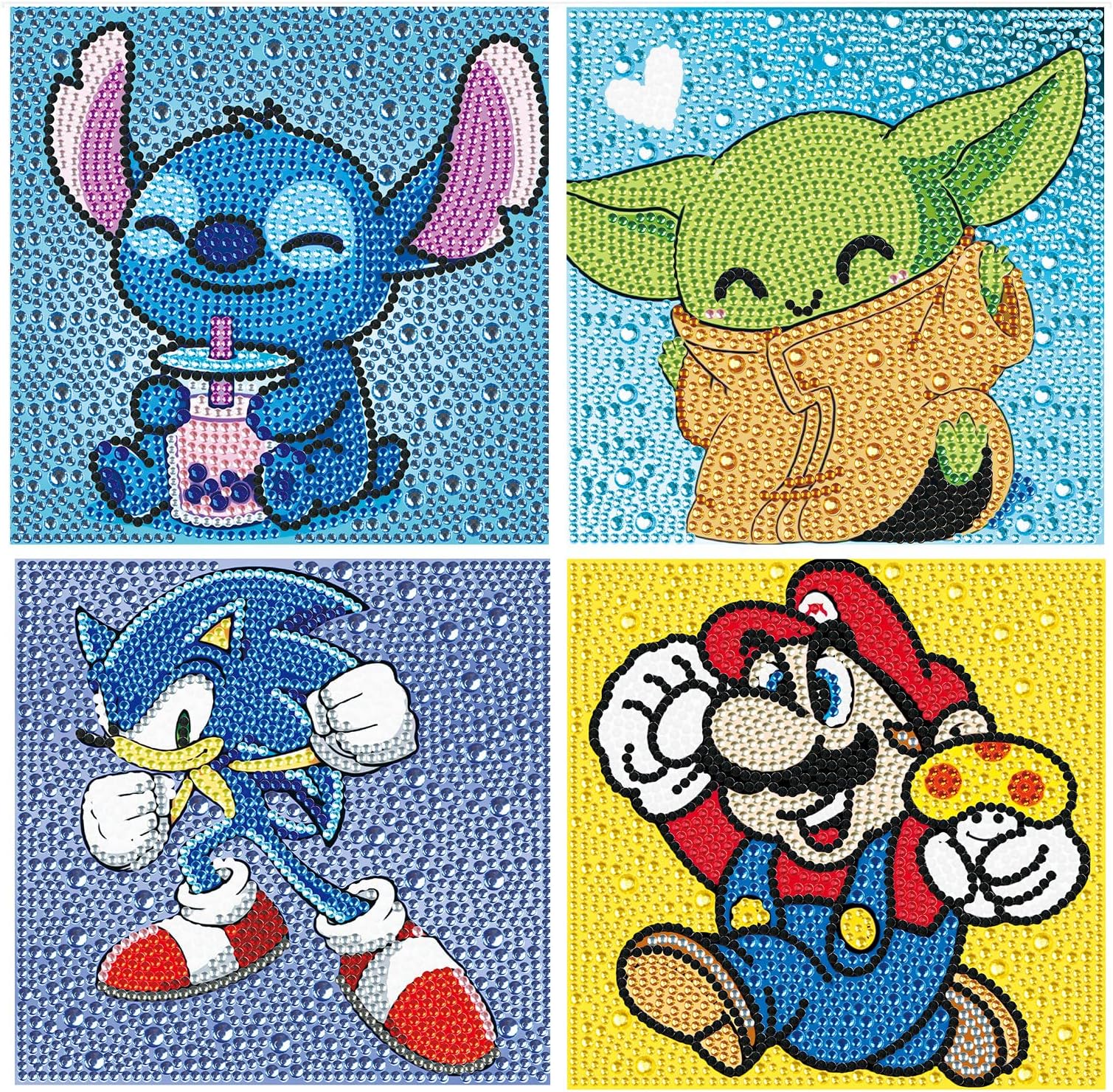 YSUNETER Diamond Painting Kits - 4 Pack DIY 5D Full Drill Diamond Art Kits for Beginners, Round Crystal Rhinestone Gem Art Crafts Home Wall Art Decor 5.9 x 5.9 Inches