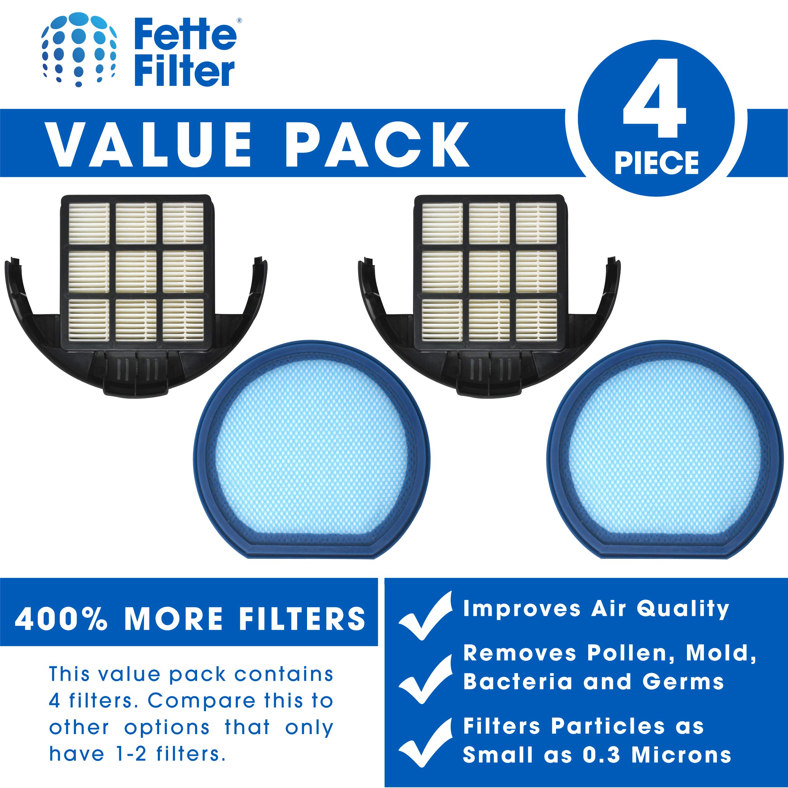 Fette Filter - Vacuum Filter Set Compatible with Hoover T-Series WindTunnel Bagless Upright - Compare to Part # 303173001 and 303172002 (2-Pack)