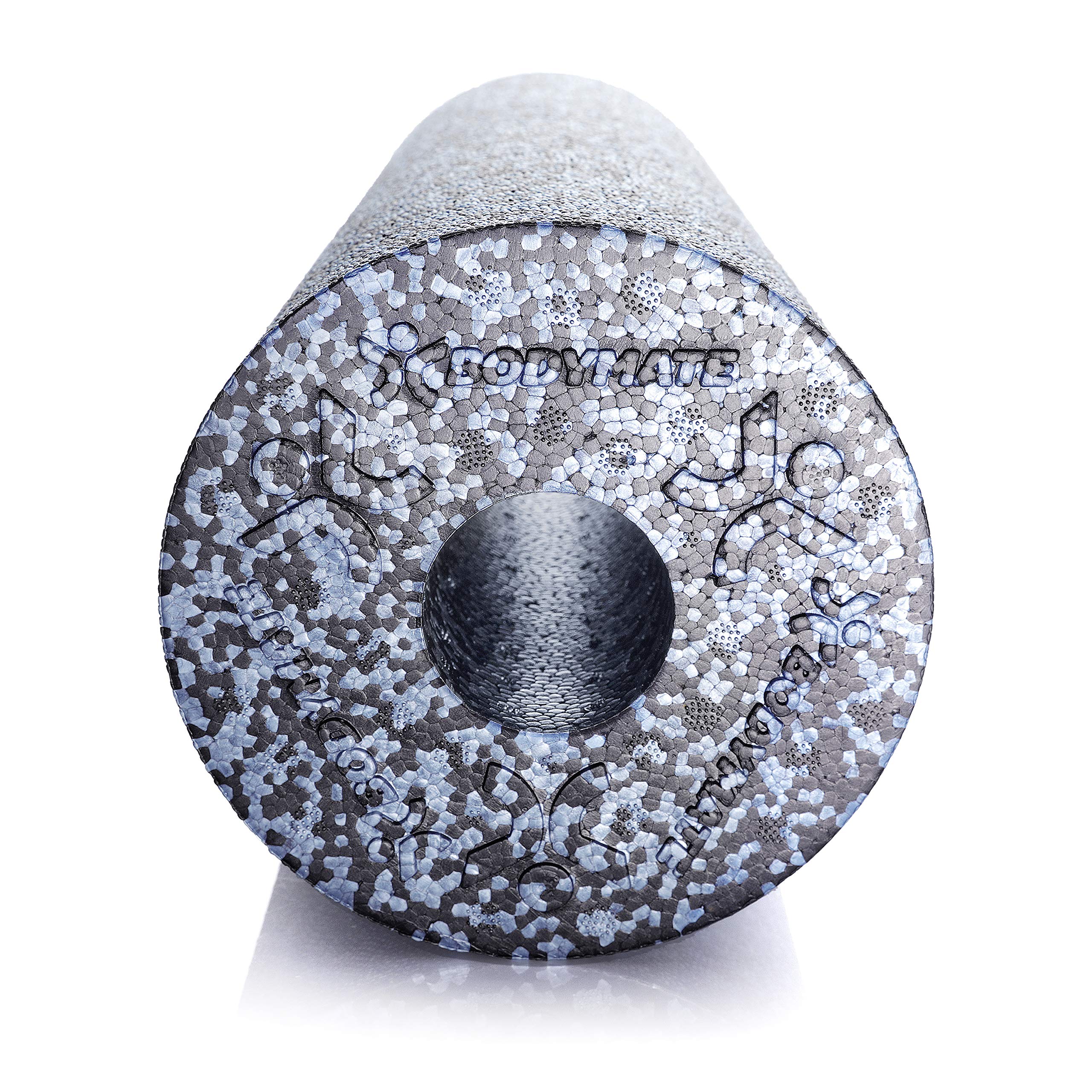 BODYMATE Foam Roller con Grado Durezza Extra-Duro con E-Book Gratuito Grigio-Blu/Nero - Vari Lunghezza