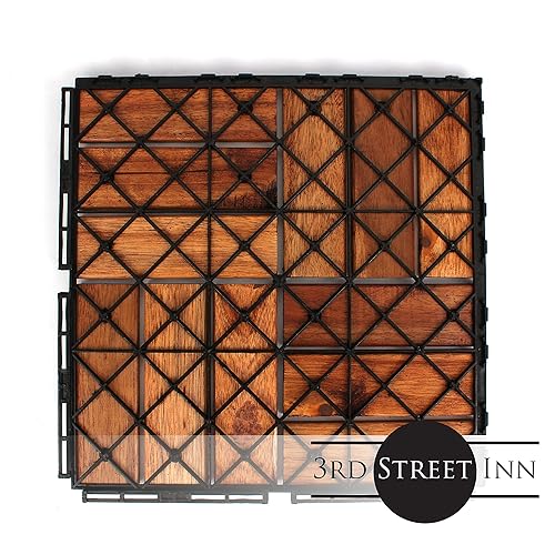 Miniatura 3 de Baldosas de madera de acacia para exteriores baldosas de patio que se entrelazan