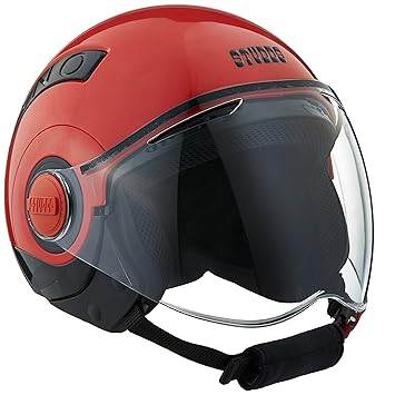 Studds NANO Open Face Helmet (Black and Red, S)