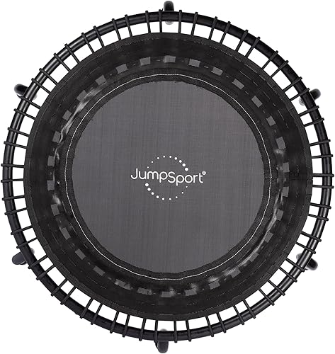 JumpSport TrampolĂn de fitness para interiores 350350f370, 39 pulgadas 30 cuerdas elĂĄsticas ajustables para un rebote personalizado Patas